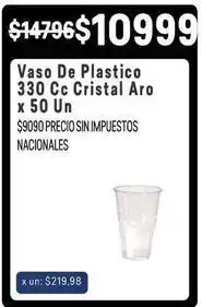 Makro Cristal - vaso de plastico 330 cc aro x 50 un oferta