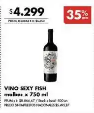 Disco Vino sexy fish malbec oferta