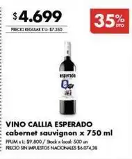 Disco Callia - vino callia esperado cabernet sauvignon oferta