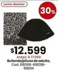 Bufanda/piluso de adulto, cod. 618306-618298-618314