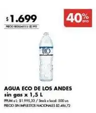Disco Agua eco de los andes sin gas oferta