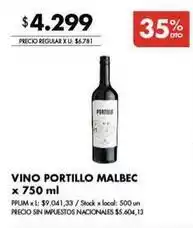 Disco Portillo - vino portillo malbec oferta