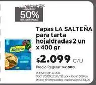 Jumbo La salteña - tapas para tarta hojaldradas 2 un x 400 gr oferta