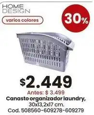 Coto Canasto organizador laundry, 30x13,2x17 cm. cod. 508560-609278-609279 oferta