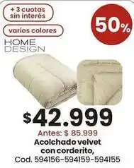 Coto Velvet - acolchado velvet con corderito, cod. 594156-594159-594155 oferta