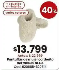 Pantufas de mujer corderito del talle 35 al 40, cod. 620665-620614