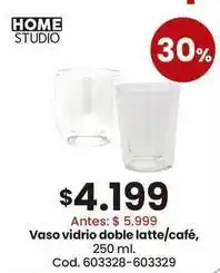 Vaso vidrio doble latte/café, 250 ml. cod. 603328-603329