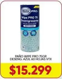 Supermercados Tadicor Pro - paño wipe pro 75 deseng. azul 60 hojas oferta