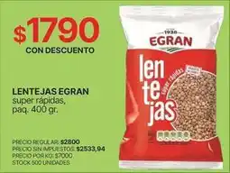 Supermercados Vea Egran - lentejas oferta