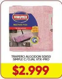 Supermercados Tadicor Trapero algodon 50x50 simple c/ojal oferta
