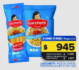Carrefour Maxi Lucchetti fideos varias presentaciones oferta
