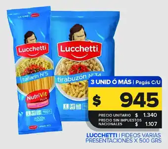 Carrefour Maxi Lucchetti fideos varias presentaciones oferta