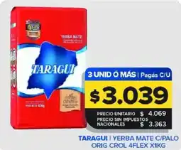 Carrefour Maxi Taragui yerba mate c/palo oferta