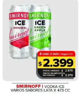 Carrefour Maxi Smirnoff vodka ice varios sabores oferta