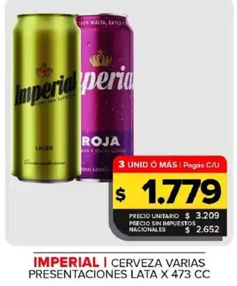 Carrefour Maxi Imperial cerveza varias presentaciones oferta