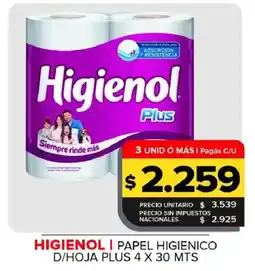 Carrefour Maxi Higienol papel higienico d/hoja plus oferta