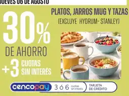 Supermercados Vea Cencopay platos, jarros mug y tazas oferta