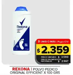 Carrefour Maxi Rexona polvo pedico original efficient oferta