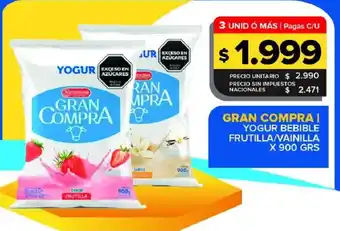 Carrefour Maxi Gran compra yogur bebible frutilla/vainilla oferta