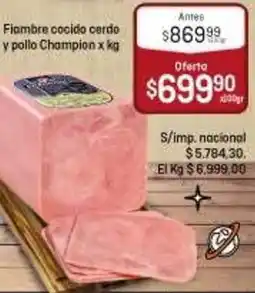 El Nene Champion fiambre cocido cerdo y pollo oferta