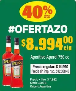 Josimar Aperol aperitivo oferta