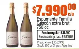 Josimar Gascón espumante familia extra brut oferta
