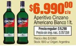 Josimar Cinzano aperitivo cinzano americano bianco oferta