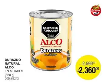 Alco duraznos en mitades
