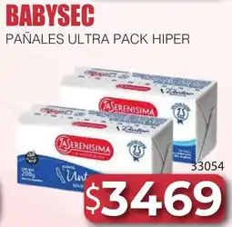 Masivos Babysec pañales ultra pack hiper oferta