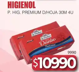 Masivos Higienol p. hig. premium d/hoja oferta