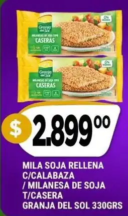 Supermercados Mayor Granja del sol mila soja rellena c/calabaza / milanesa de soja t/casera oferta
