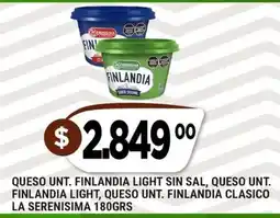 Supermercados Mayor La serenisima queso unt. finlandia light sin sal, queso unt. finlandia light, queso unt. finlandia clasico oferta