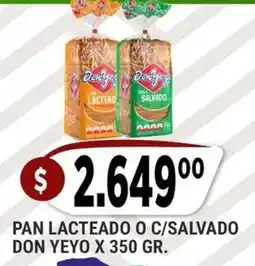 Supermercados Mayor Don yeyo pan lacteado o c/salvado oferta