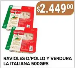 Supermercados Mayor La italiana ravioles d/pollo y verdura oferta
