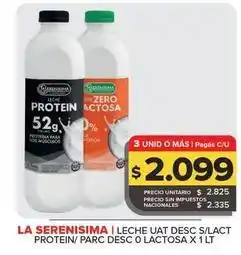 Carrefour Maxi La serenísima - leche uat desc s/lact protein/ parc desc o lactosa oferta