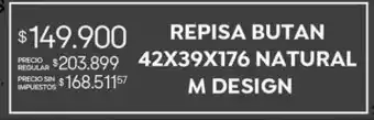 Repisa butan 42x39x176 natural