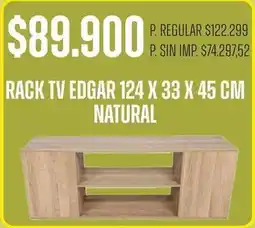 Supermercados Vea Rack tv edgar 124 x 33 x 45 cm natural oferta