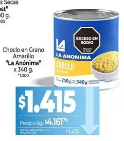 La Anonima La anónima - choclo en grano amarillo oferta