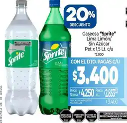 La Anonima Sprite - gaseosa lima limón/sin azúcar oferta