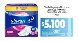 La Anonima Always - toalla higiénica nocturna con alas suave xtra oferta