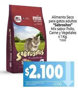 La Anonima Sabrositos - alimento seco para gatos adultos mix sabor pollo, carne y vegetales oferta