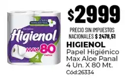 Diarco Higienol papel higiénico max aloe panal oferta