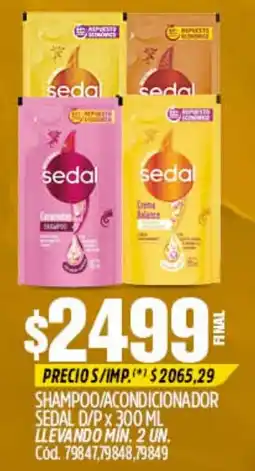 Supermercados Yaguar Sedal shampoo/condicionador oferta