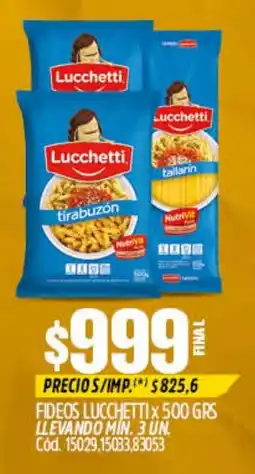 Supermercados Yaguar Lucchetti fideos tirabuzón oferta