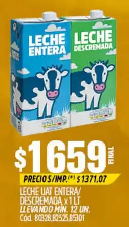 Supermercados Yaguar Leche uat entera/ descremada oferta