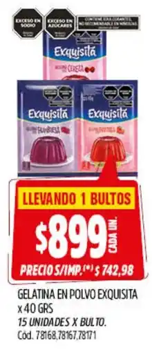Supermercados Yaguar Exquisita gelatina en polvo oferta