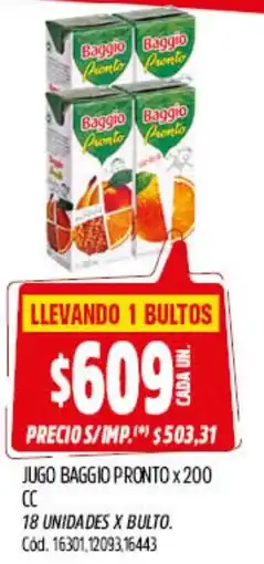 Supermercados Yaguar Baggio jugo pronto oferta