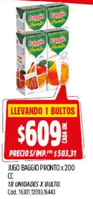 Supermercados Yaguar Baggio jugo pronto oferta