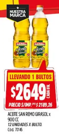 Supermercados Yaguar San remo aceite de girasol oferta