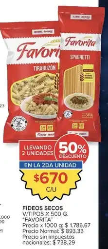 Carrefour Market Favorita fideos secos v/tipos oferta